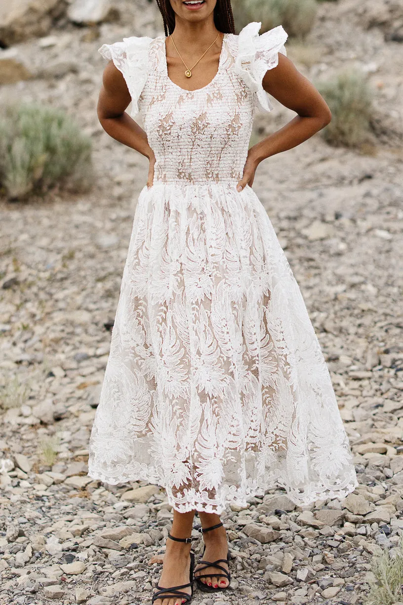 Hattie Dress in White Lace sold by Ivy City Co