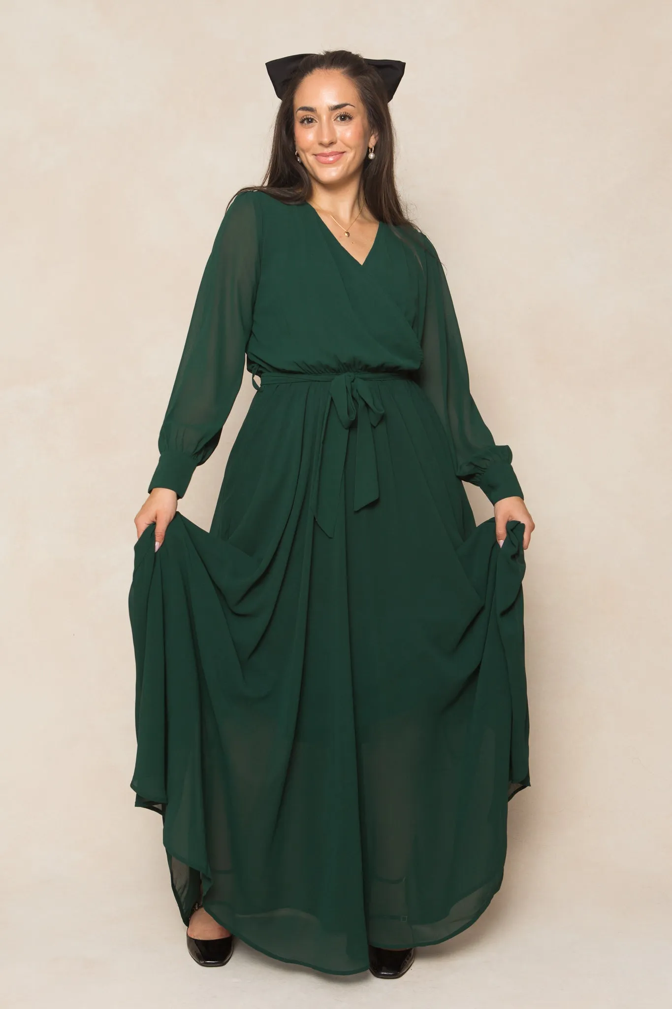 Andie Dress in Emerald Chiffon sold by Ivy City Co product image thumbnail 3