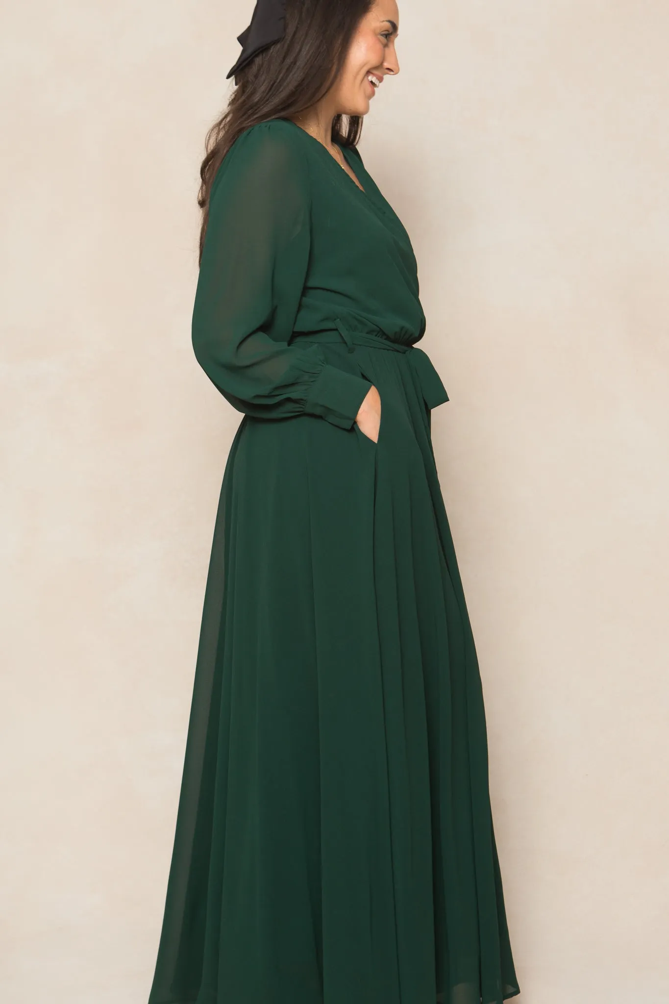 Andie Dress in Emerald Chiffon sold by Ivy City Co product image thumbnail 5