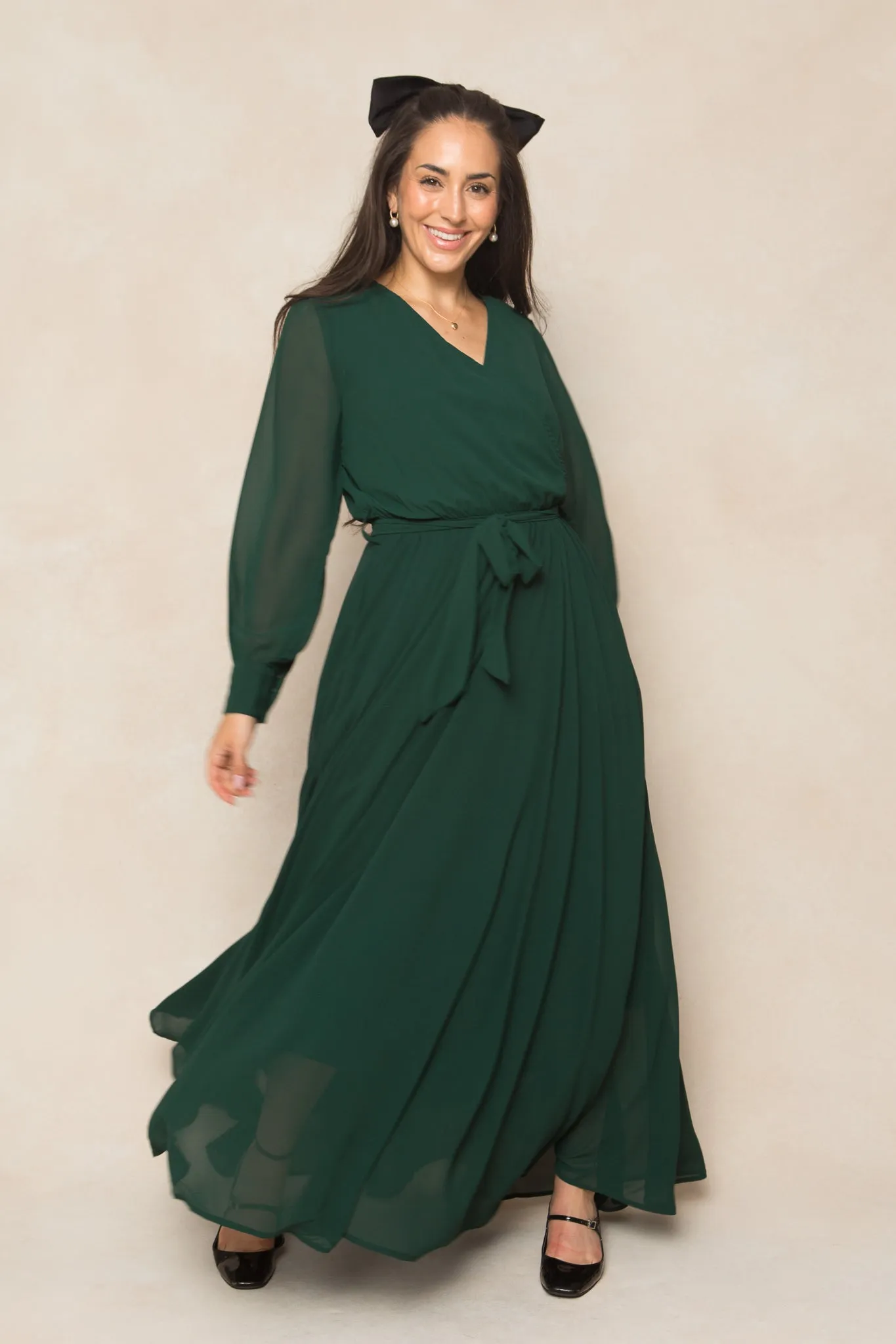 Andie Dress in Emerald Chiffon sold by Ivy City Co product image thumbnail 4