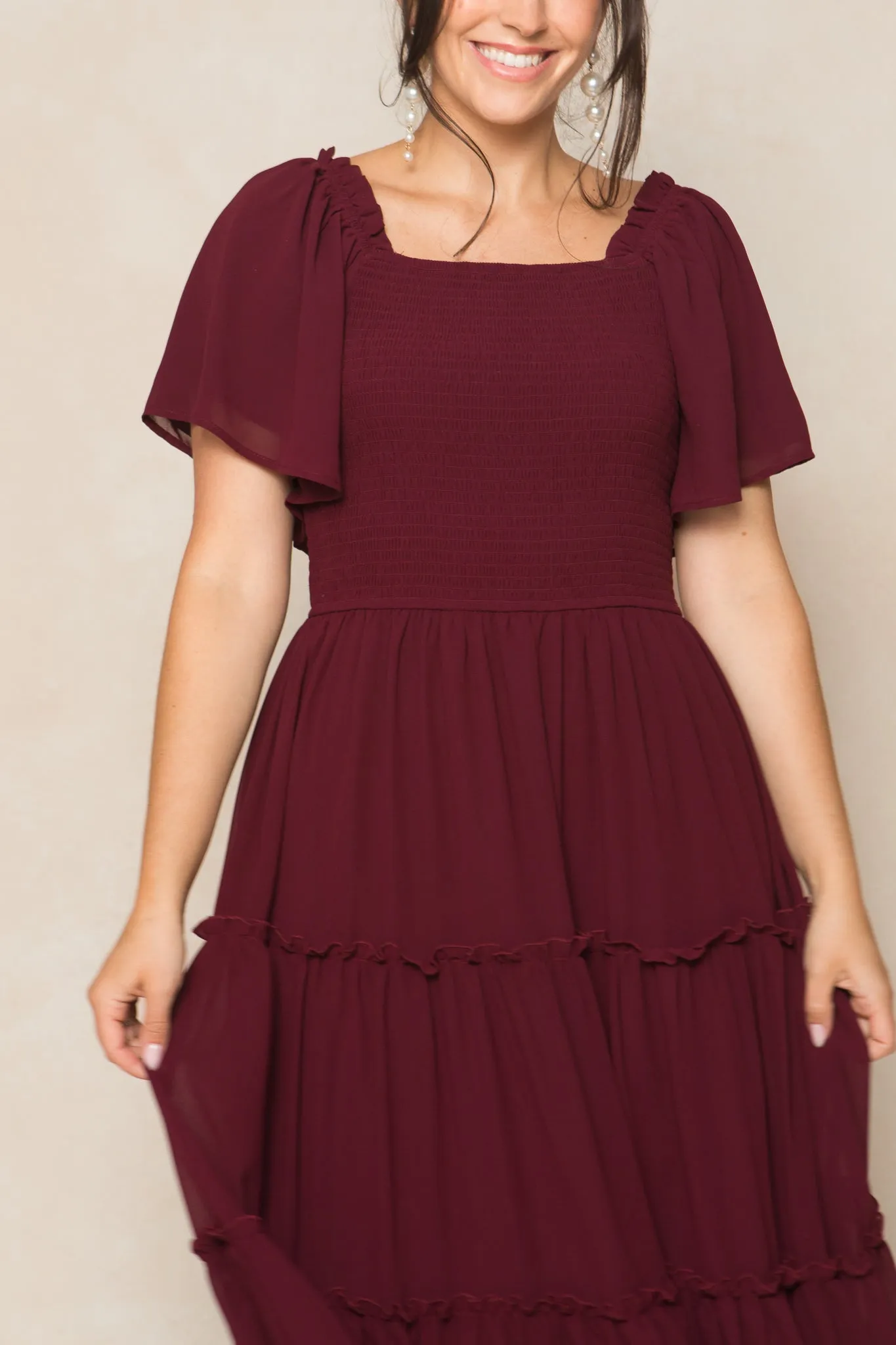 Ellie Dress in Wine Chiffon sold by Ivy City Co product image thumbnail 5