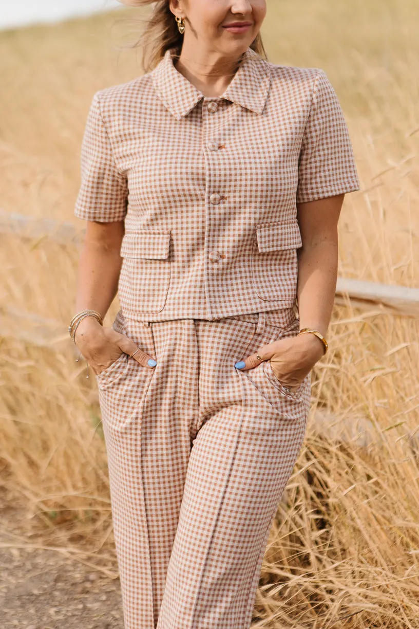 Drew Blouse in Tan Gingham - FINAL SALE sold by Ivy City Co product image thumbnail 5