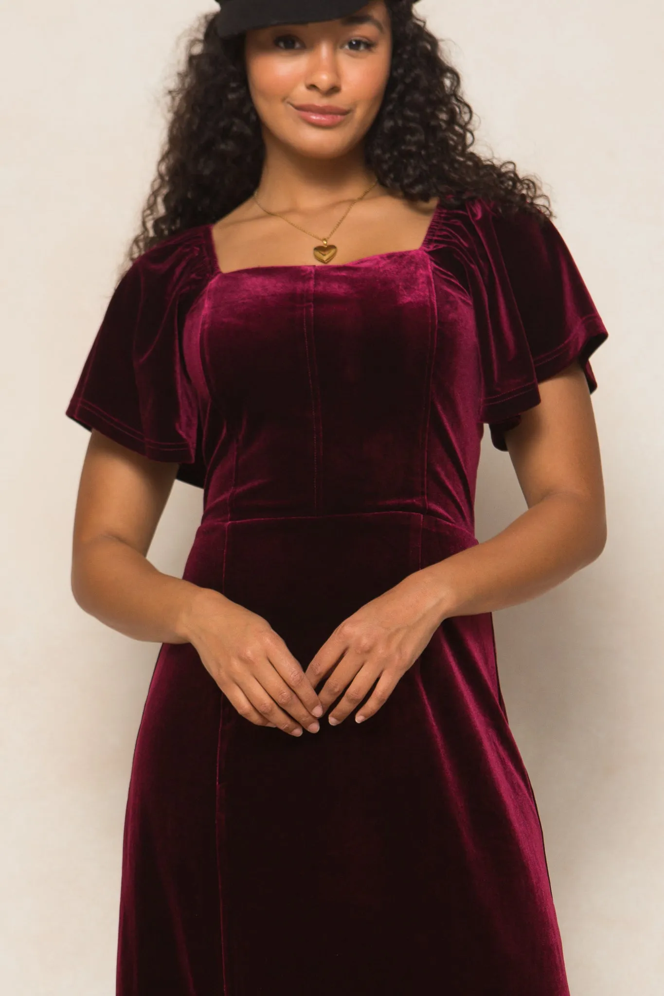 Maddie Dress in Wine Velvet - FINAL SALE sold by Ivy City Co product image thumbnail 5