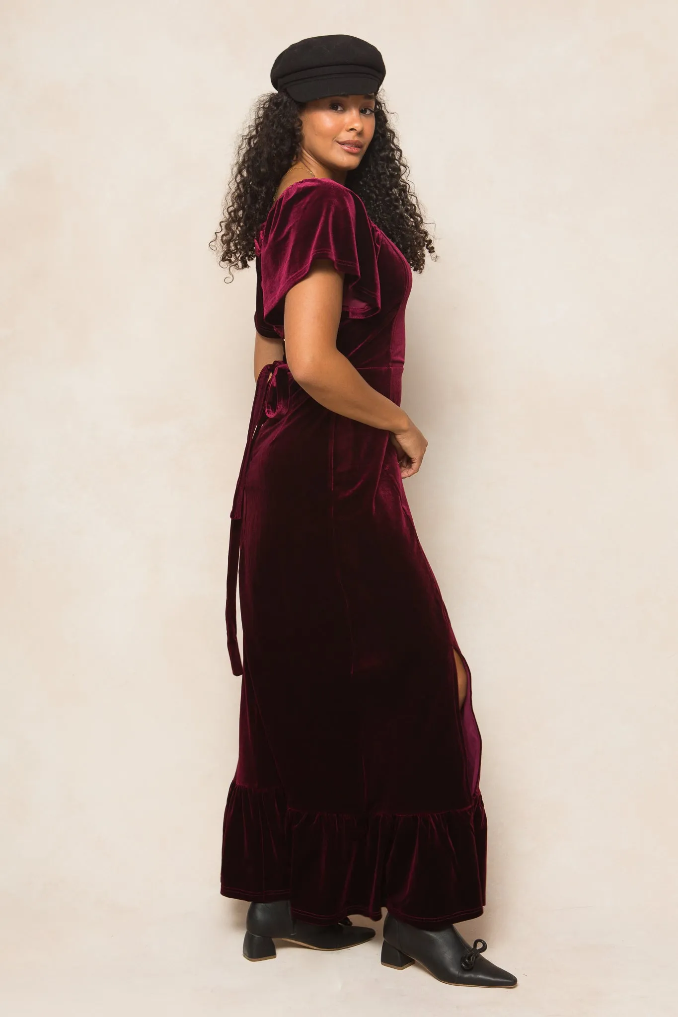 Maddie Dress in Wine Velvet - FINAL SALE sold by Ivy City Co product image thumbnail 4
