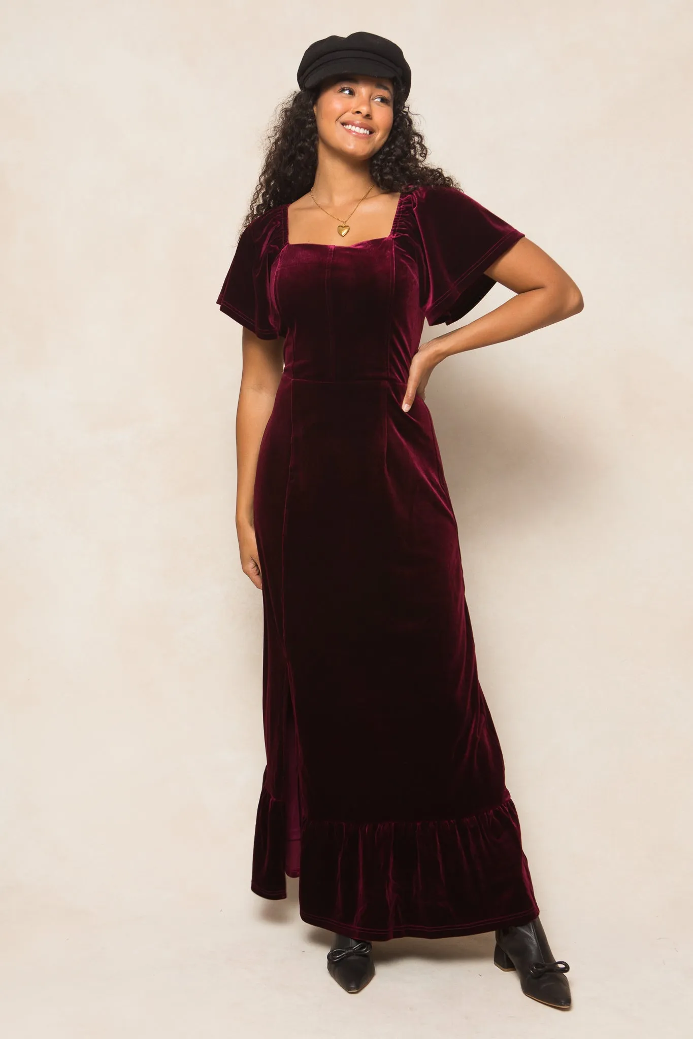 Maddie Dress in Wine Velvet - FINAL SALE sold by Ivy City Co product image thumbnail 3