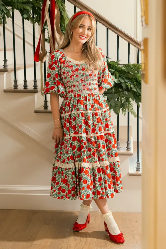 Roselyn Dress in Red Floral - FINAL SALE sold by Ivy City Co