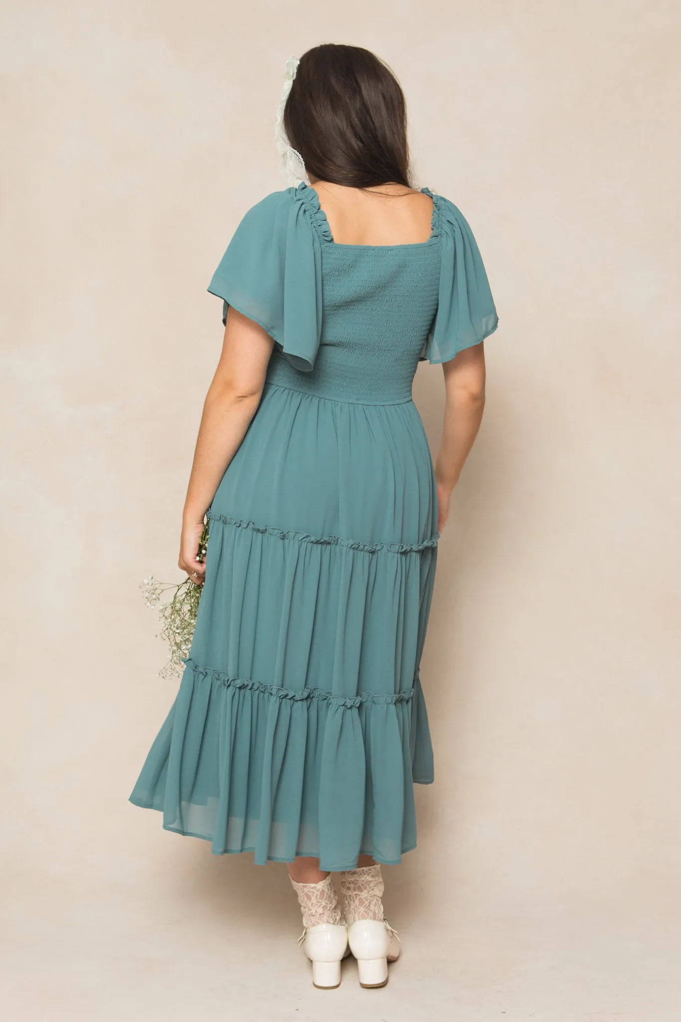 Ellie Dress in Seaglass Chiffon sold by Ivy City Co product image thumbnail 5