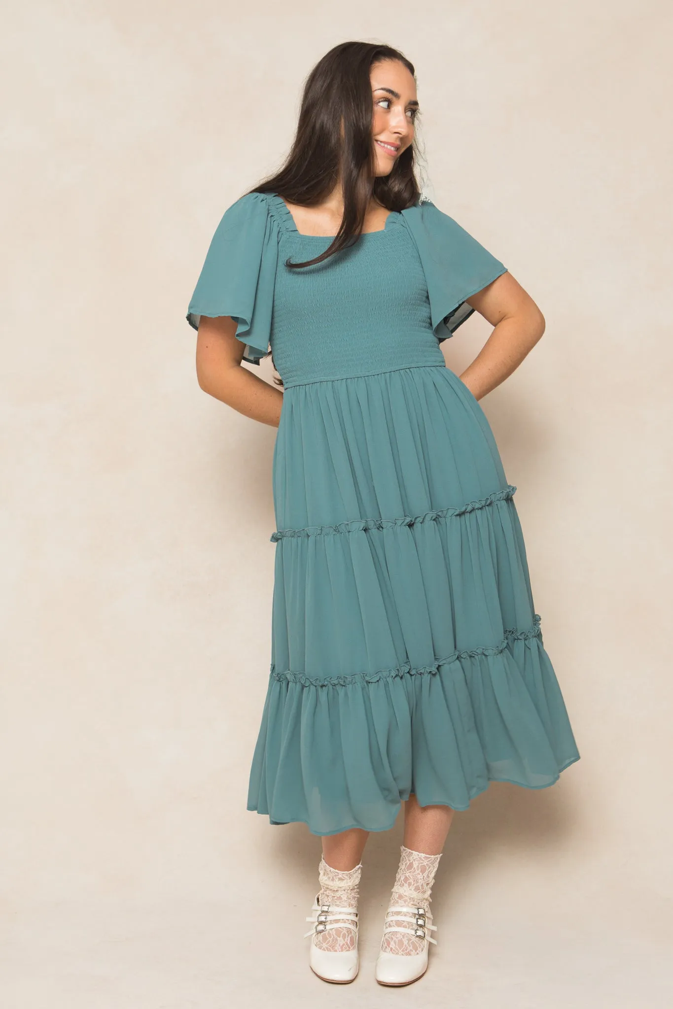 Ellie Dress in Seaglass Chiffon sold by Ivy City Co product image thumbnail 2