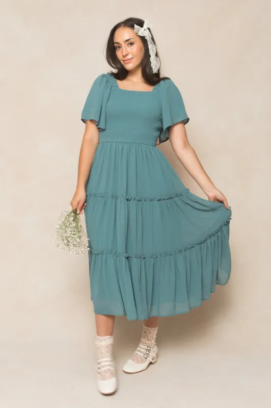 Ellie Dress in Seaglass Chiffon sold by Ivy City Co