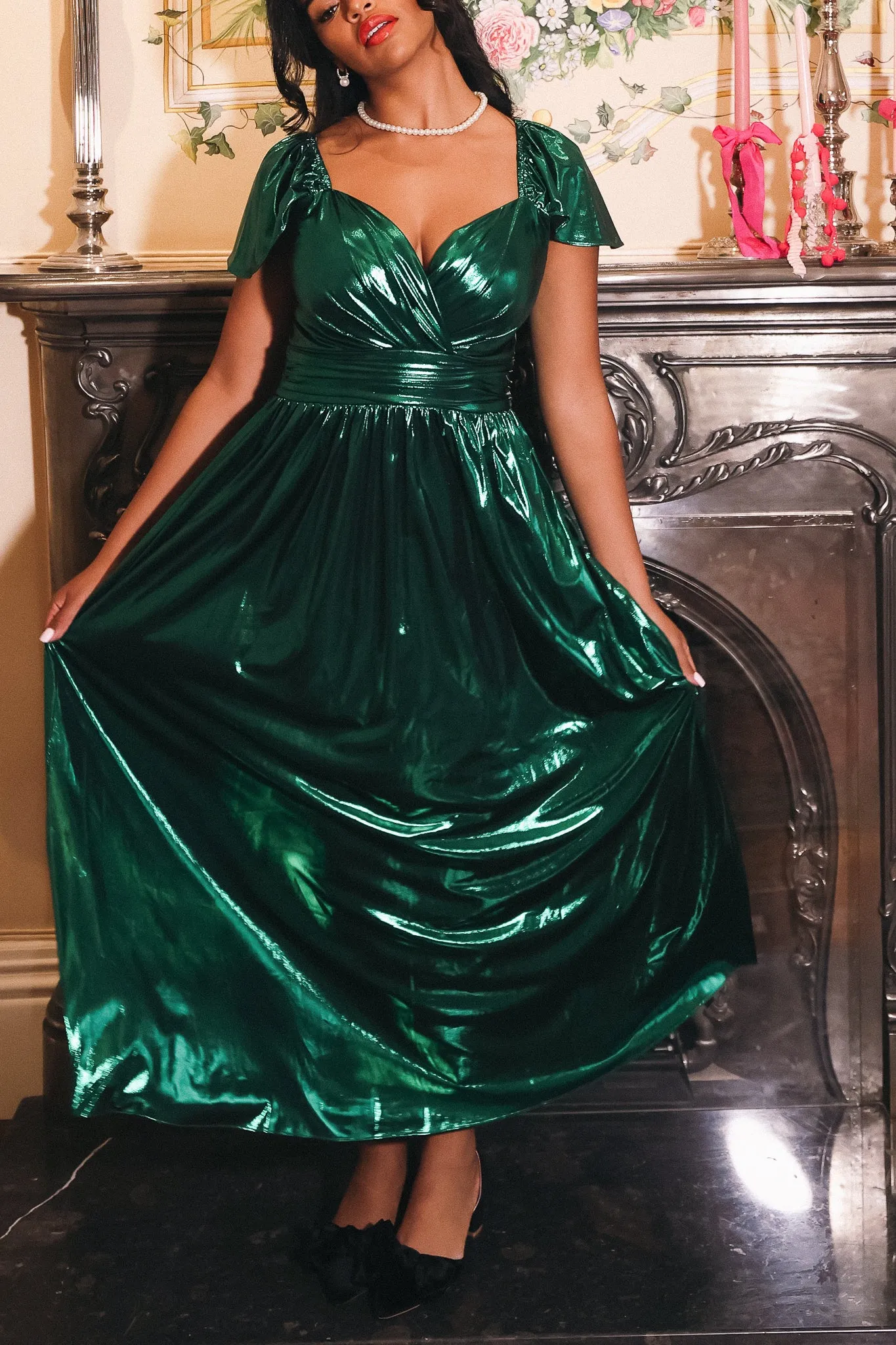 Hera Dress in Metallic Green sold by Ivy City Co product image thumbnail 3