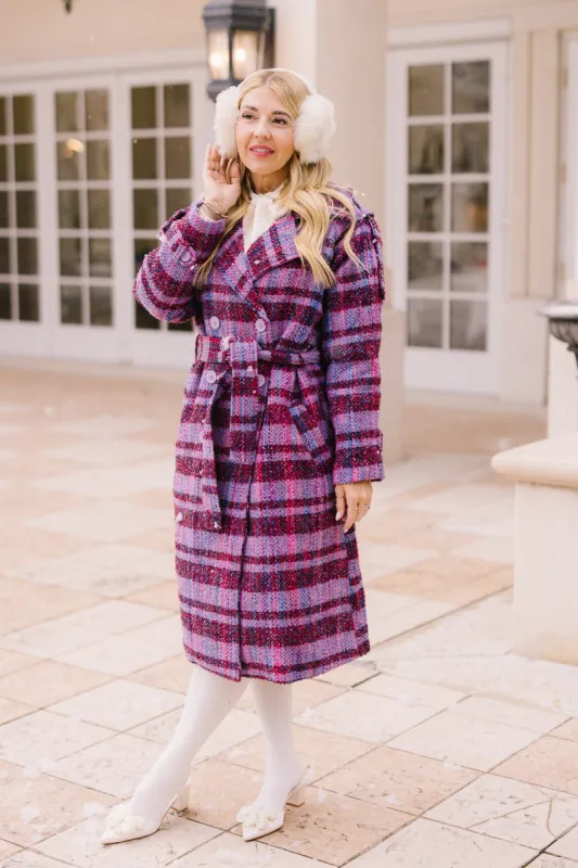 Holly Plaid Coat in Violet - FINAL SALE sold by Ivy City Co