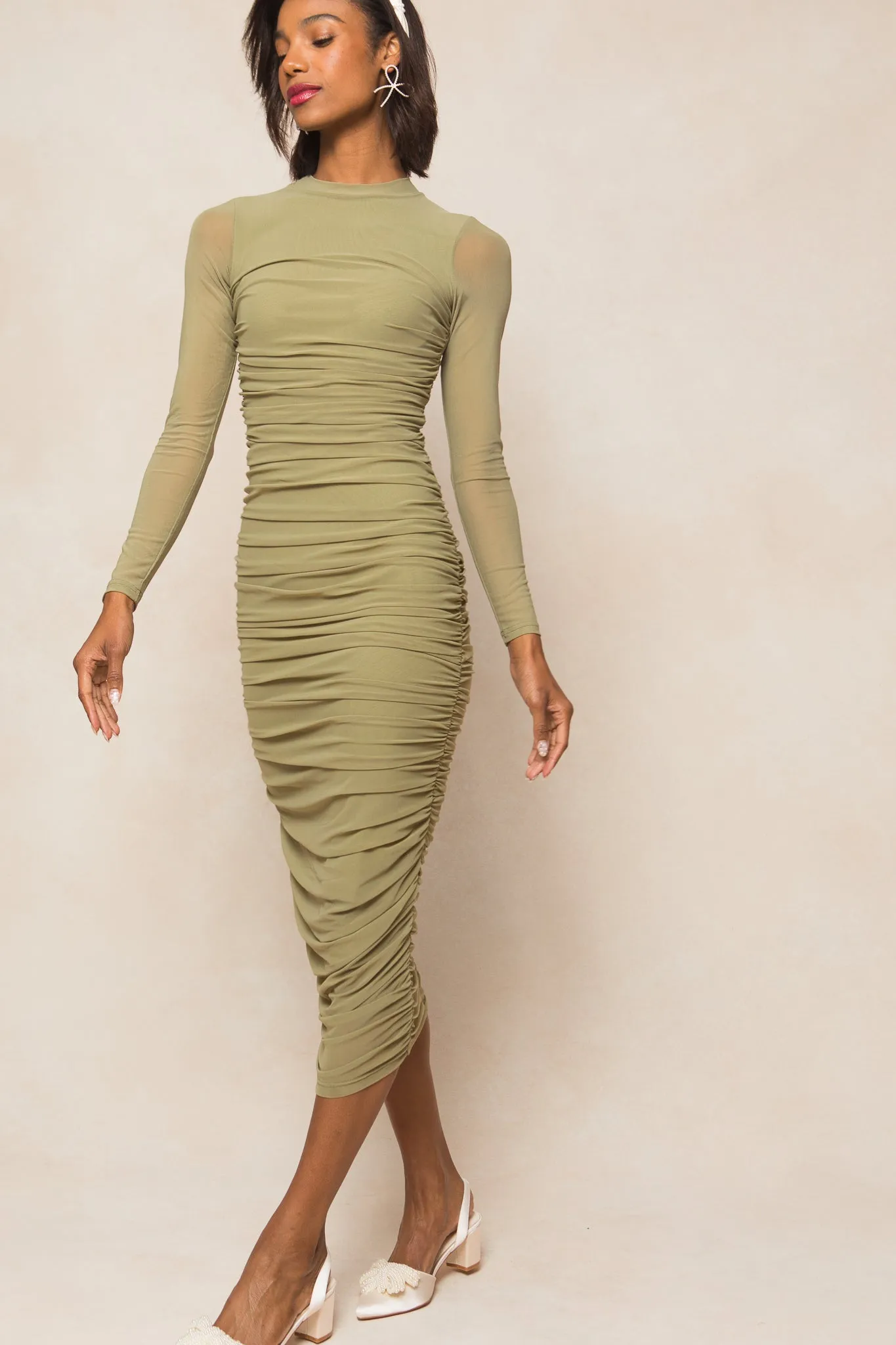 Brynn Dress in Olive sold by Ivy City Co product image thumbnail 5