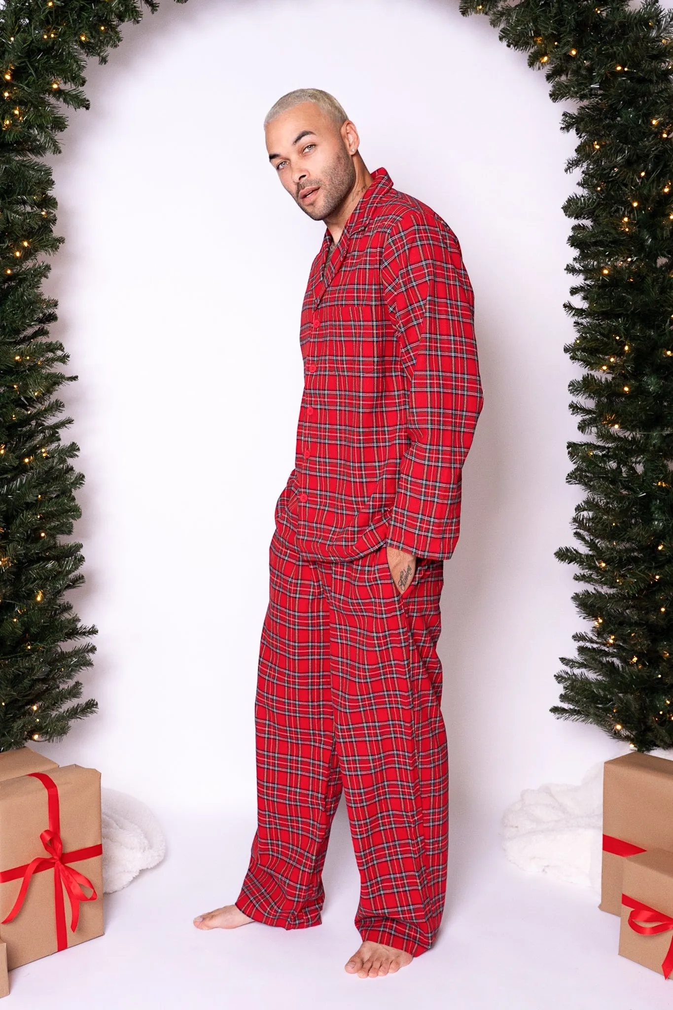 Mens Benjamin Pajama Set in Holiday Plaid - FINAL SALE sold by Ivy City Co product image thumbnail 4