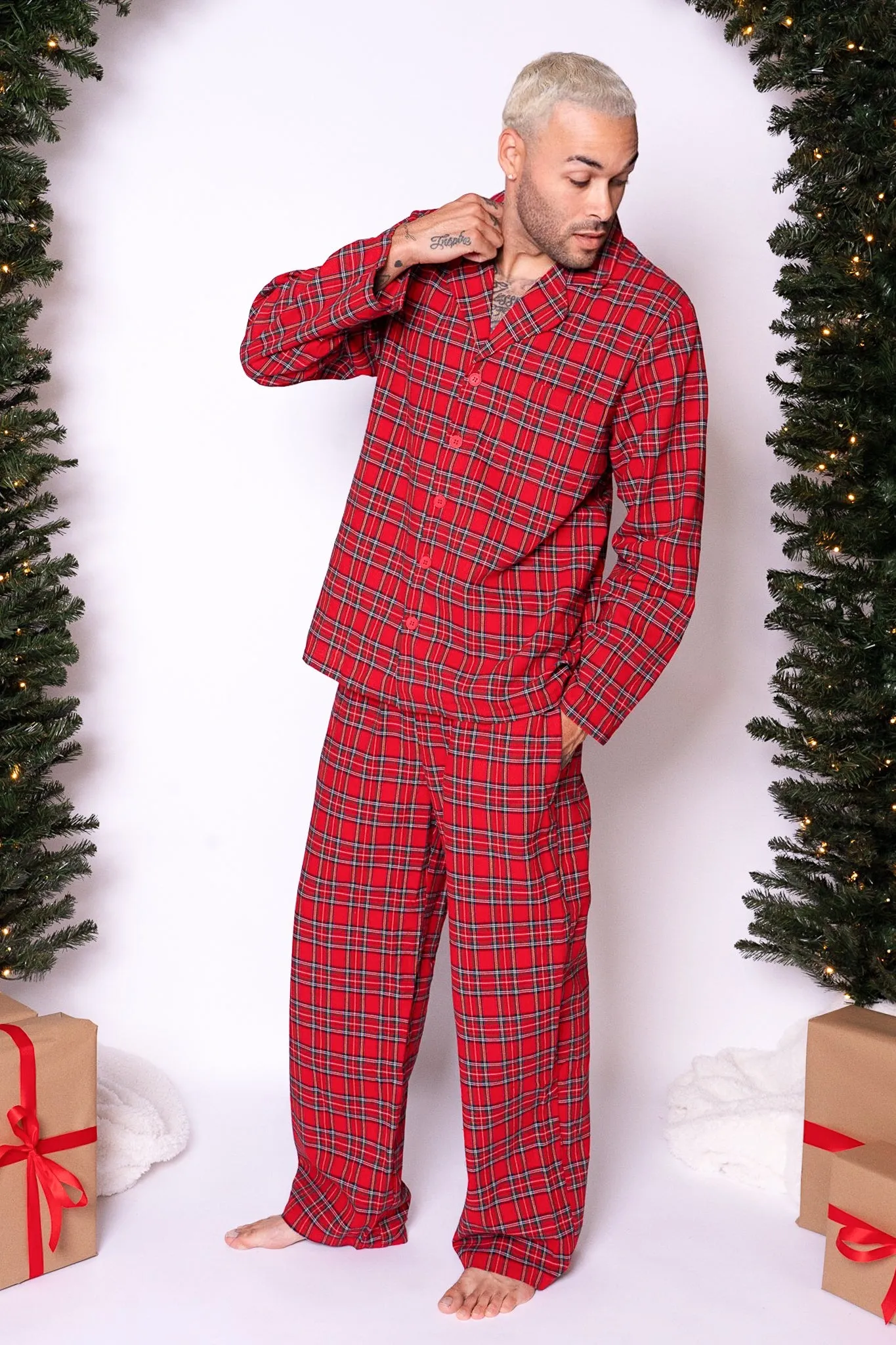 Mens Benjamin Pajama Set in Holiday Plaid - FINAL SALE sold by Ivy City Co