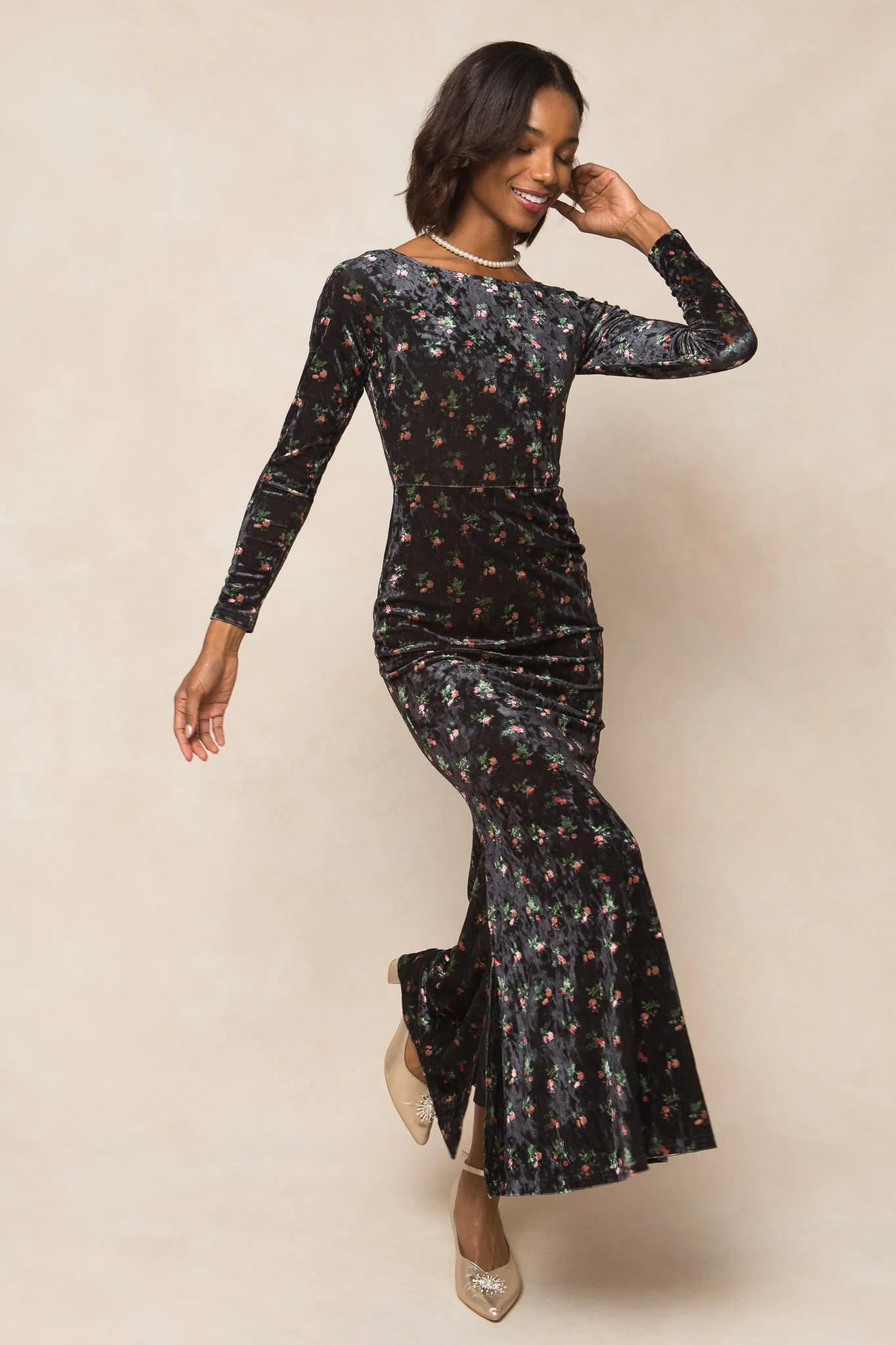 Ari Dress in Velvet Floral - FINAL SALE sold by Ivy City Co