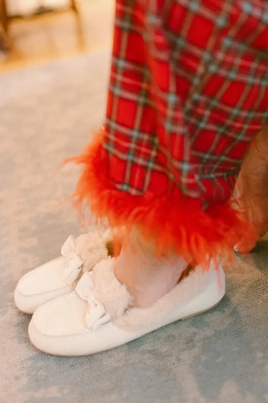 Ivy Bow Slippers in Cream sold by Ivy City Co