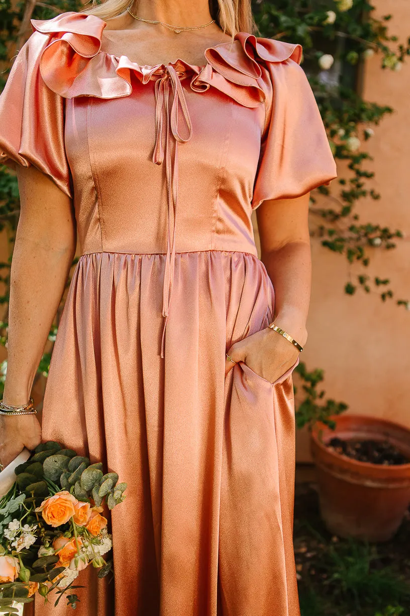 Billie Dress in Apricot Crush Satin sold by Ivy City Co product image thumbnail 4
