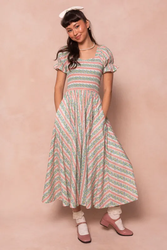 Teagan Short Sleeve Dress in Floral Stripe - FINAL SALE made by Ivy City Co