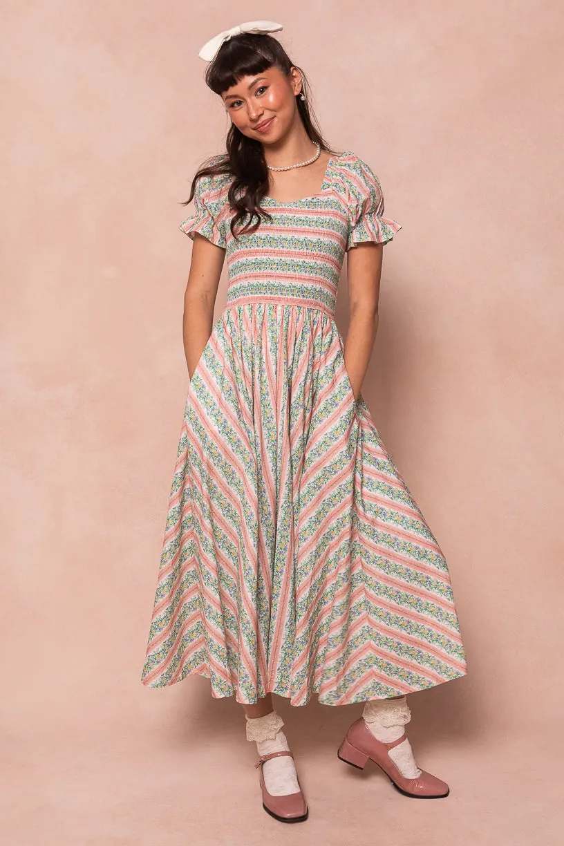Teagan Short Sleeve Dress in Floral Stripe - FINAL SALE sold by Ivy City Co