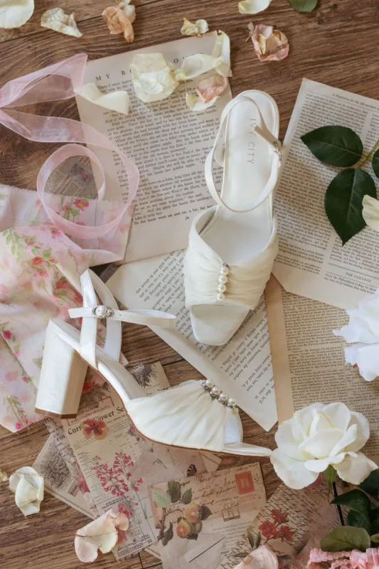 Piper Pearl Heel in Ivory sold by Ivy City Co