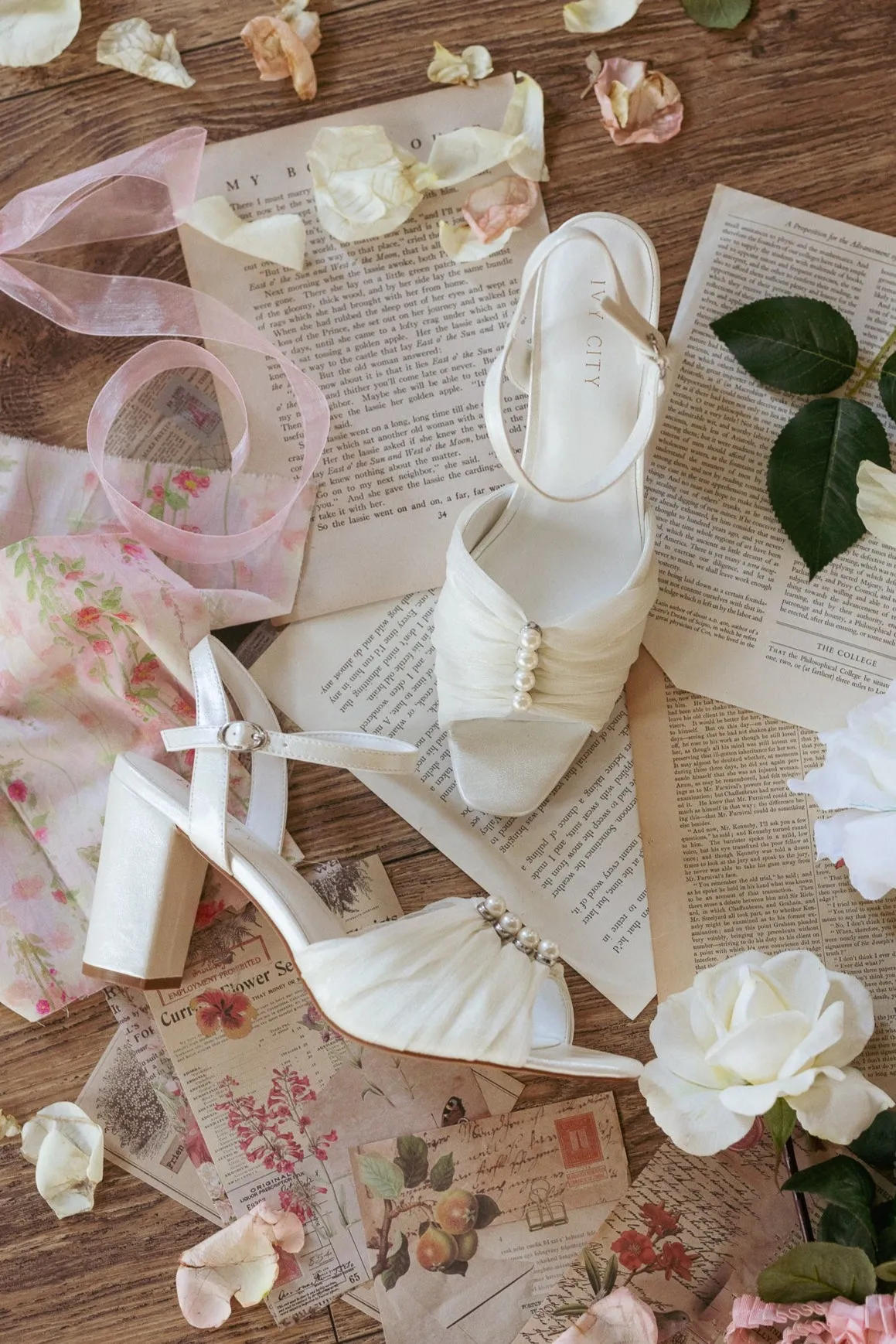 Piper Pearl Heel in Ivory sold by Ivy City Co