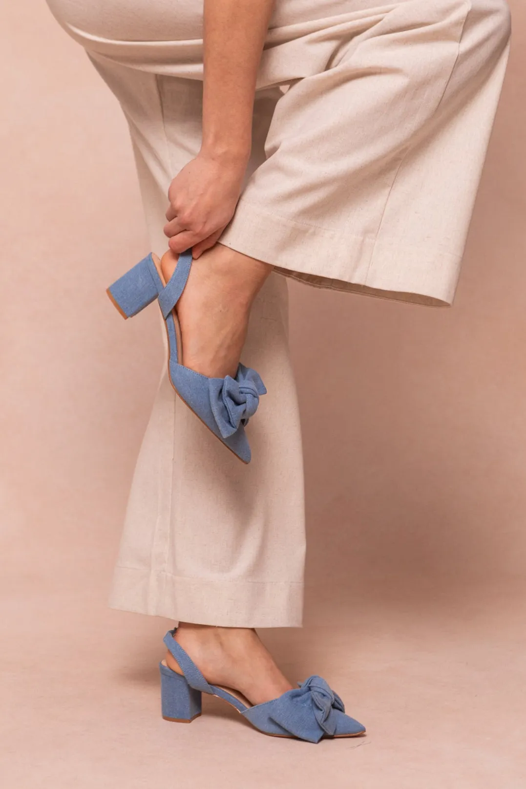 Eloise Bow Heel in Denim - FINAL SALE sold by Ivy City Co