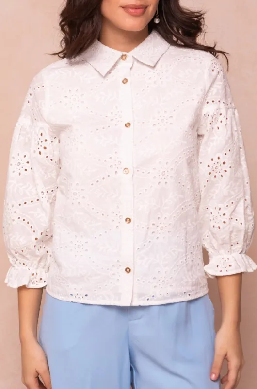 Lane Blouse in White Eyelet sold by Ivy City Co