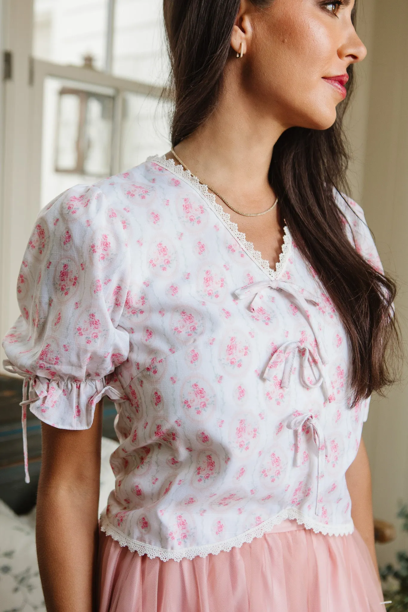 Rosette Top in Floral - FINAL SALE sold by Ivy City Co