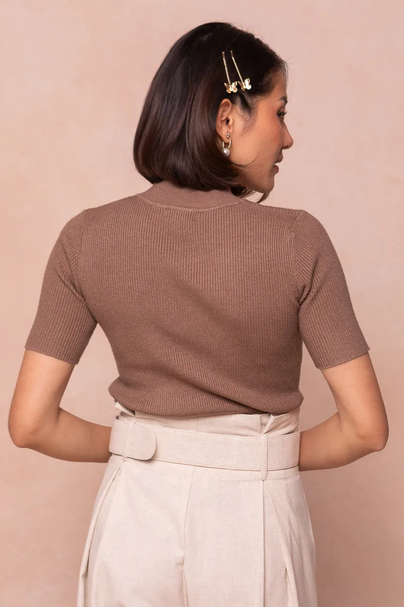 Lexie Short Sleeve Top in Taupe - FINAL SALE sold by Ivy City Co product image thumbnail 4