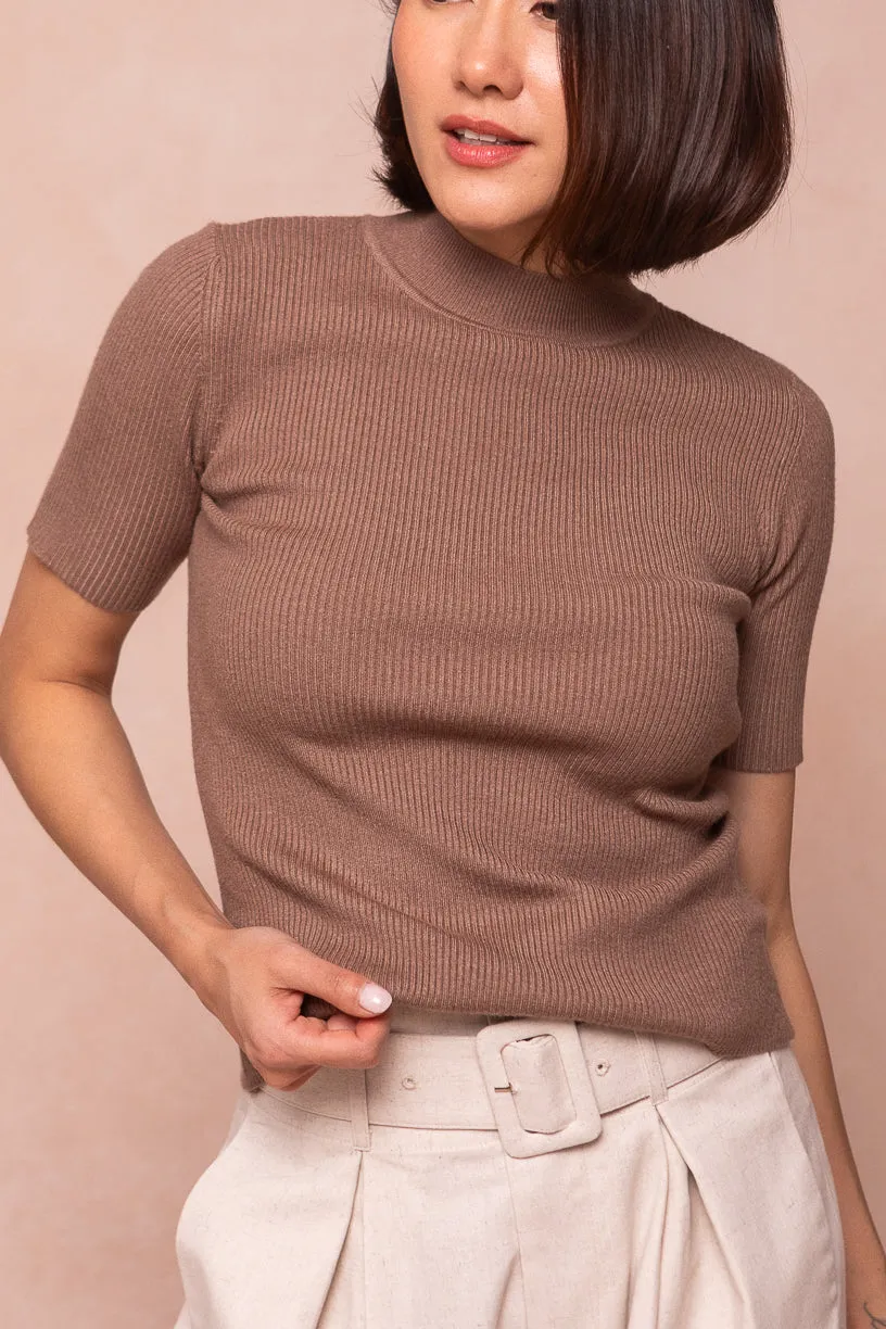 Lexie Short Sleeve Top in Taupe - FINAL SALE sold by Ivy City Co