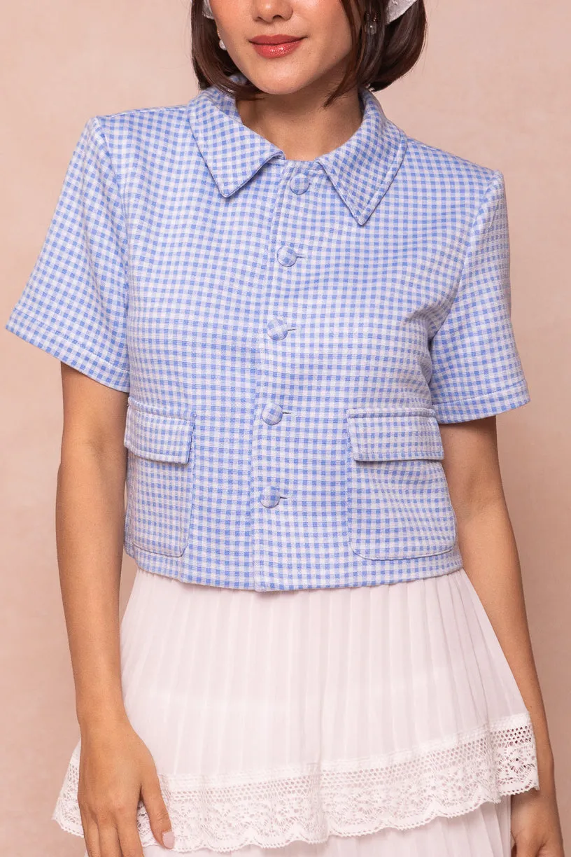 Drew Blouse in Blue Gingham - FINAL SALE sold by Ivy City Co