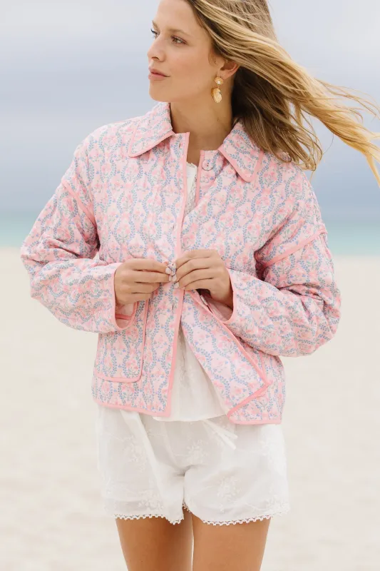 Raquel Quilted Jacket in Pink Floral - FINAL SALE made by Ivy City Co