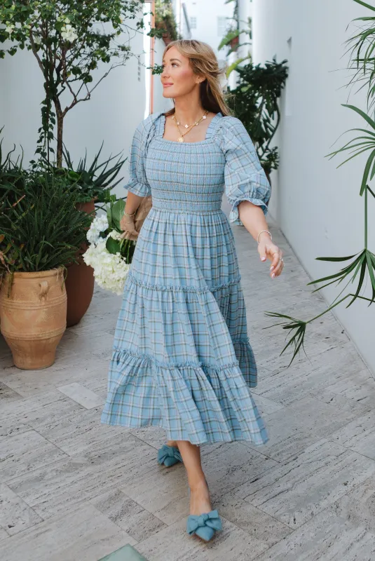 Madeline Dress in Light Blue Plaid - FINAL SALE sold by Ivy City Co