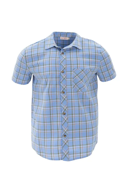 Mens James Shirt in Madeline Light Blue Plaid - FINAL SALE sold by Ivy City Co