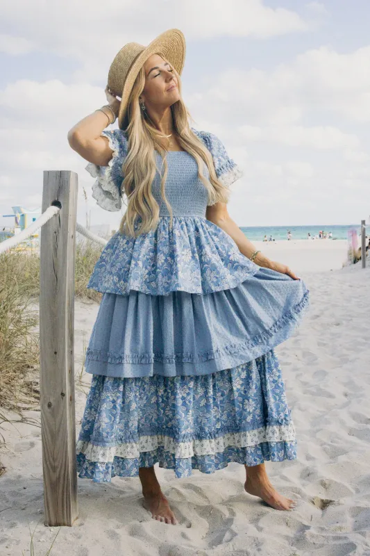 Jessica Dress in Blue Floral sold by Ivy City Co