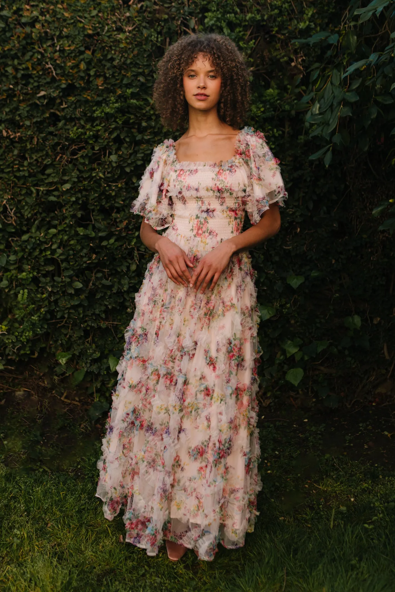 Florentina Dress in Pink Floral sold by Ivy City Co