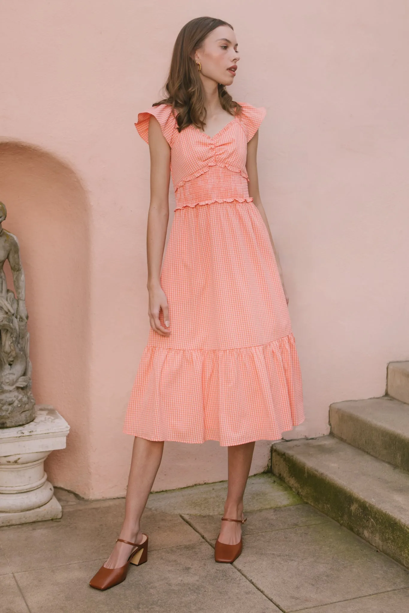 Gidget Dress in Orange Gingham sold by Ivy City Co product image thumbnail 3