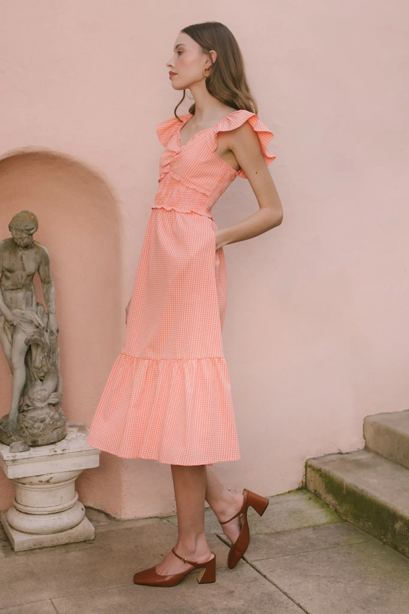 Gidget Dress in Orange Gingham sold by Ivy City Co product image thumbnail 5