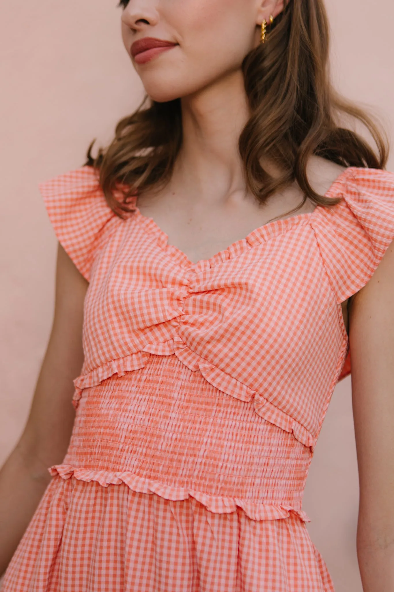 Gidget Dress in Orange Gingham sold by Ivy City Co product image thumbnail 2