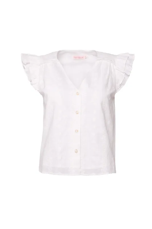 Lana Blouse in White Eyelet sold by Ivy City Co