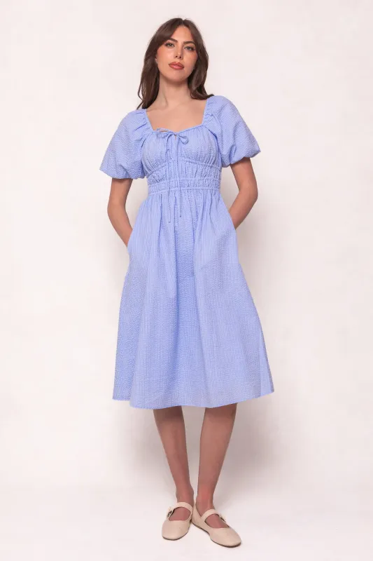 Countryside Dress in Blue Seersucker sold by Ivy City Co