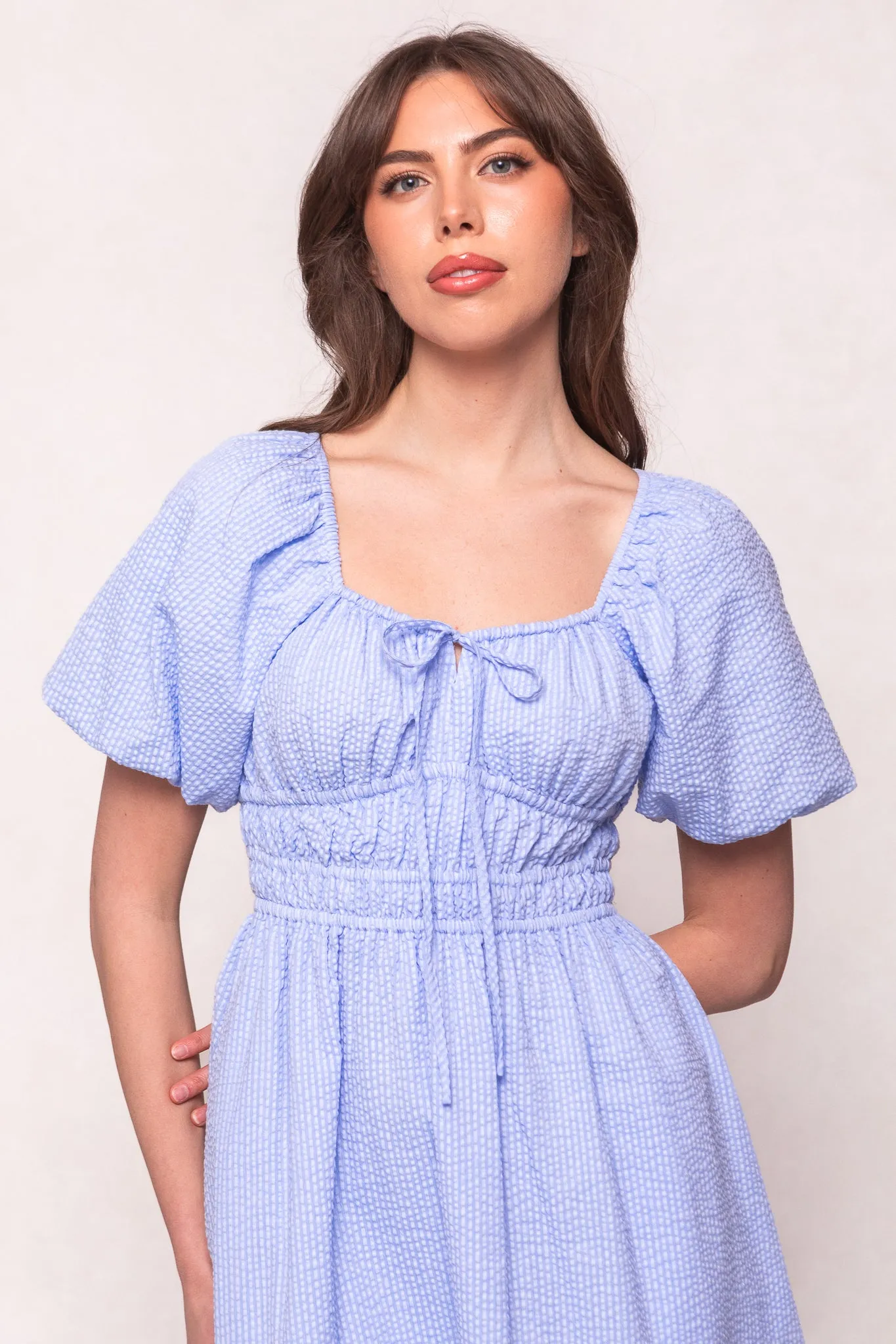 Countryside Dress in Blue Seersucker sold by Ivy City Co product image thumbnail 2