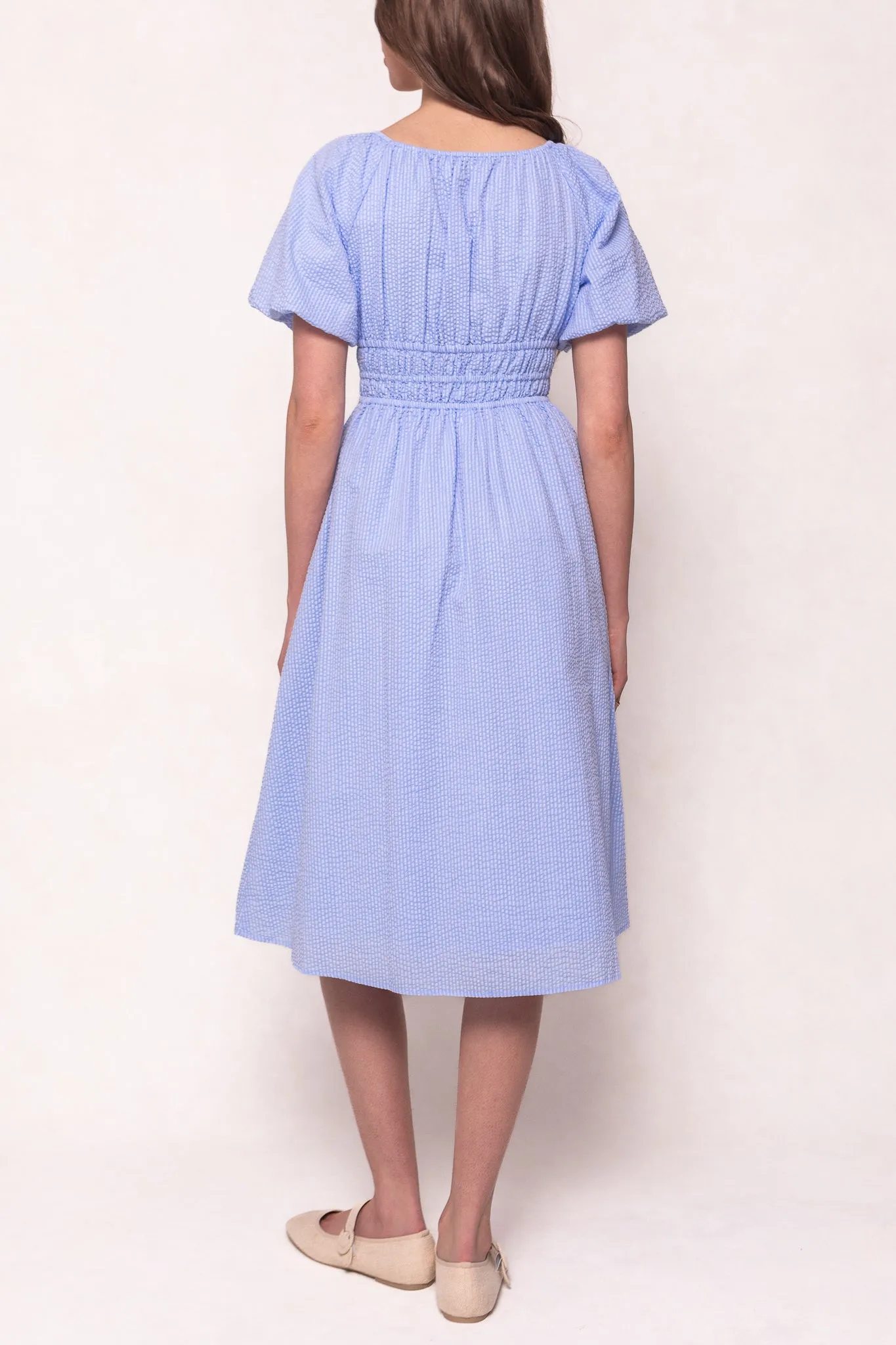 Countryside Dress in Blue Seersucker sold by Ivy City Co product image thumbnail 5