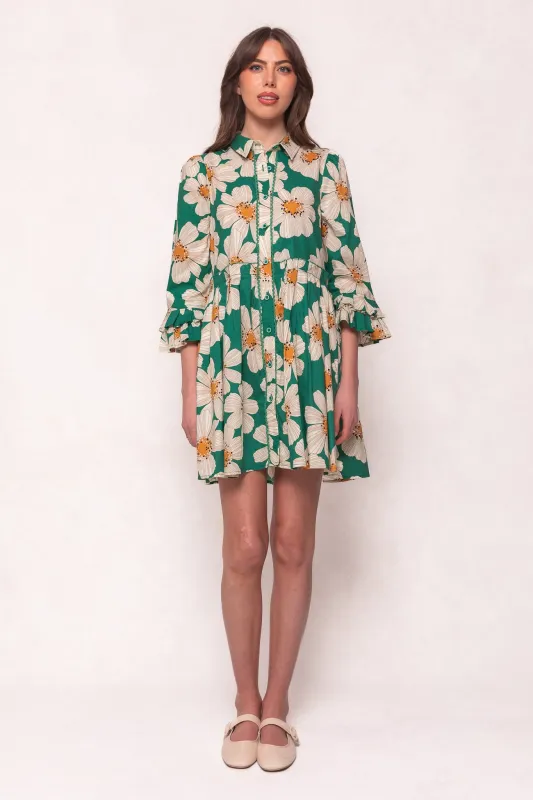 Bowie Dress in Green with White Floral sold by Ivy City Co