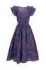 Hattie Dress in Blue Multicolor Floral sold by Ivy City Co