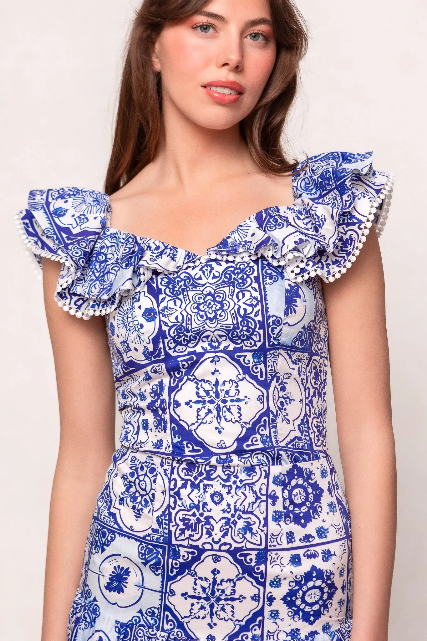 Rosina Blouse in Blue Tile sold by Ivy City Co