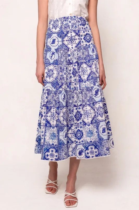 Rosina Skirt in Blue Tile sold by Ivy City Co