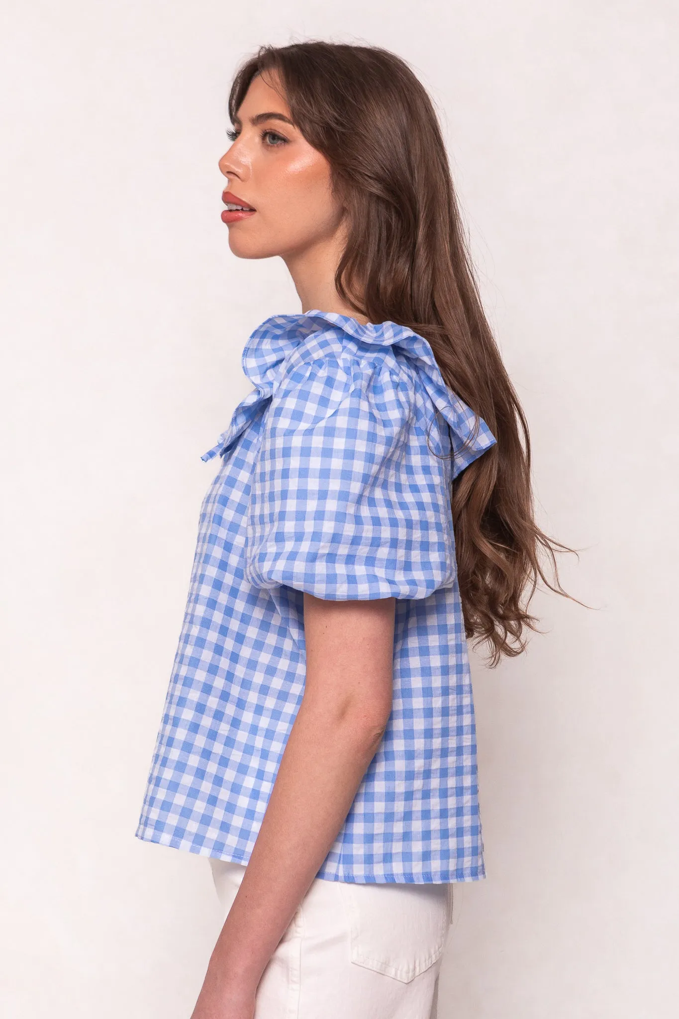 Lorelai Top in Blue Gingham sold by Ivy City Co product image thumbnail 3