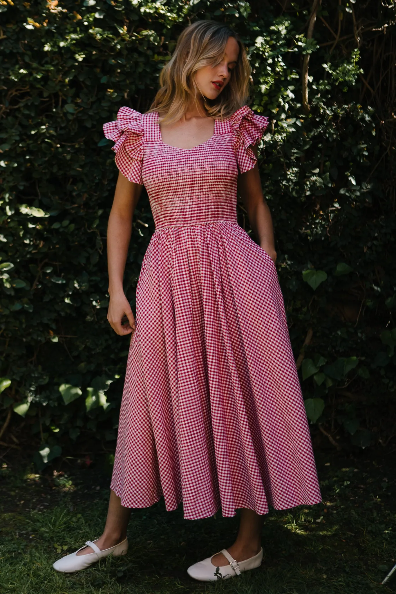 Hattie Dress in Red Gingham sold by Ivy City Co