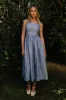 Isla Dress in Floral Embroidered Chambray sold by Ivy City Co